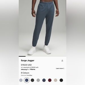 Mens Lululemon surge jogger